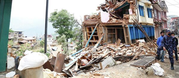 Collapsed buildings in earthquake-hit Chautara, Nepal. - Sputnik International