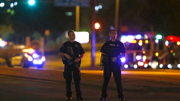 Police officers block an intersection near the Curtis Culwell Center after a shooting outside the Muhammad Art Exhibit and Contest, sponsored by the American Freedom Defense Initiative which was being held at the facility in Garland, Texas May 3, 2015. - Sputnik International