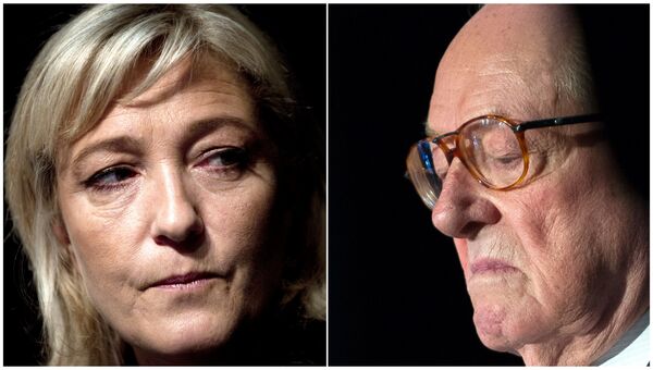 French far-right National Front (FN) party's president Marine Le Pen (left)and Front National's honorary president Jean-Marie Le Pen (right) French far-right National Front (FN) party's president Marine Le Pen (left)and Front National's honorary president Jean-Marie Le Pen (right) - Sputnik International