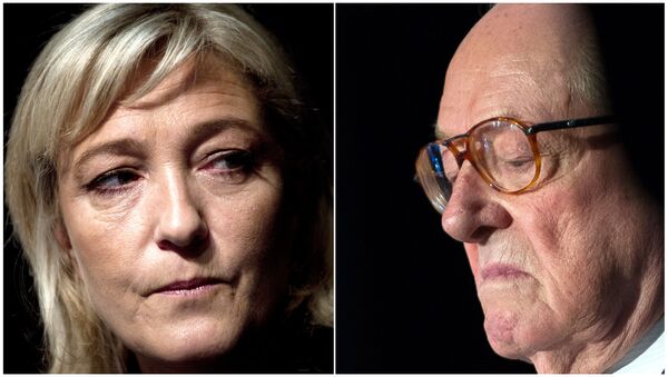 French far-right National Front (FN) party's president Marine Le Pen (left)and Front National's honorary president Jean-Marie Le Pen (right) - Sputnik International