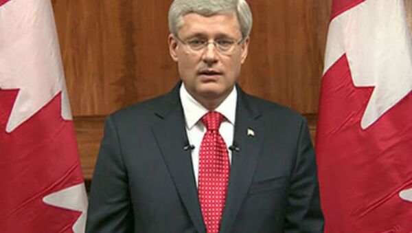 Canada Prime Minister Stephen Harper speaks during a televised address to the nation after October 22nd Ottawa attack. - Sputnik International