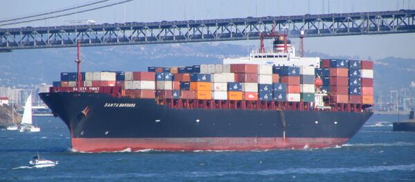 A container ship leaves the bay area. - Sputnik International