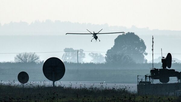 A picture shows an Israeli army UAV landing in an airfield, in the Israeli-annexed Golan Heights - Sputnik International
