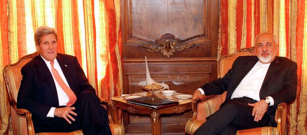 US Secretary of State John Kerry, left, meets with Iran's Foreign Minister Mohammad Javad Zarif, Monday, April 27, 2015, in New York. US Secretary of State John Kerry, left, meets with Iran's Foreign Minister Mohammad Javad Zarif, Monday, April 27, 2015, in New York. - Sputnik International