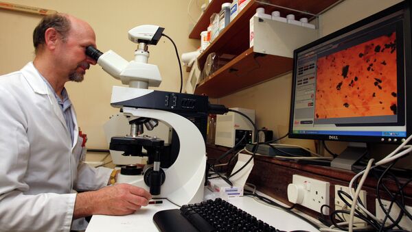 A scientist uses a microscope to examine a slide. - Sputnik International