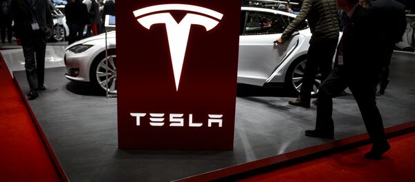 Visitor are seen at the booth of US electric carmaker Tesla Motors, during the press day of the Geneva Car Show on March 4, 2015 in Geneva Visitor are seen at the booth of US electric carmaker Tesla Motors, during the press day of the Geneva Car Show on March 4, 2015 in Geneva - Sputnik International