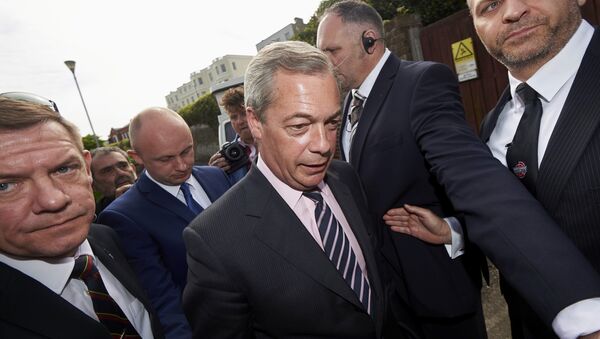 UK Independence Party (UKIP) leader Nigel Farage arrives at a counting centre in Margate on May 8, 2015 the day after a general election - Sputnik International