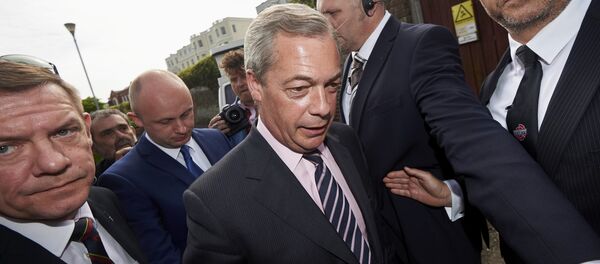 UK Independence Party (UKIP) leader Nigel Farage arrives at a counting centre in Margate on May 8, 2015 the day after a general election UK Independence Party (UKIP) leader Nigel Farage arrives at a counting centre in Margate on May 8, 2015 the day after a general election - Sputnik International