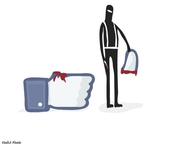 Albaih's cartoon on ISIL's use of social media.  - Sputnik International