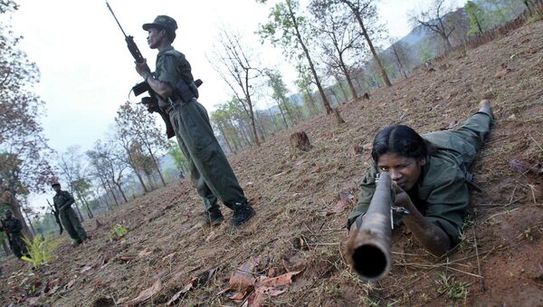  Maoist rebels exercise at a temporary base in the Abujh Marh forests, in the central Indian state of Chattisgarh - Sputnik International