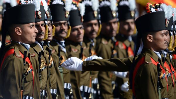 Soldiers of the Indian Armed Forces' grenadier regiment at the military parade - Sputnik International