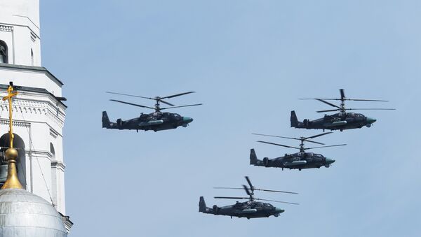 Kamov Ka-52 Hokum-B helicopters at the military parade - Sputnik International