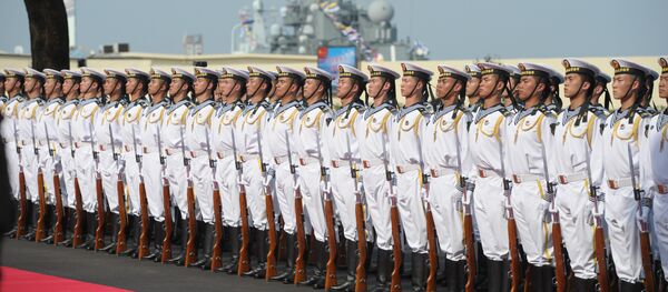Chinese sailors attend ceremony of opening the Naval Cooperation 2014 naval exercise at a command center of the Usun naval base in Shanghai Chinese sailors attend ceremony of opening the Naval Cooperation 2014 naval exercise at a command center of the Usun naval base in Shanghai - Sputnik International