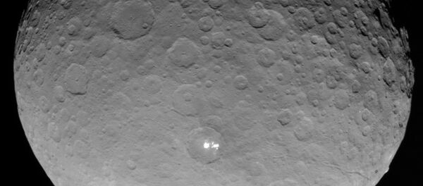 Bright spots on Ceres are revealed to be composed of many smaller spots in this May, 2015 image from the Dawn spacecraft. Bright spots on Ceres are revealed to be composed of many smaller spots in this May, 2015 image from the Dawn spacecraft. - Sputnik International