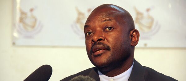 Burundian President Pierre Nkurunziza speaks to the media after he registered to run for a third five-year term in office, in the capital Bujumbura - Sputnik International