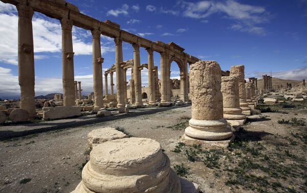 A file picture taken on March 14, 2014 shows a partial view of the ancient oasis city of Palmyra, 215 kilometres northeast of Damascus. Islamic State group fighters advanced to the gates of ancient Palmyra on May 14, 2015 - Sputnik International