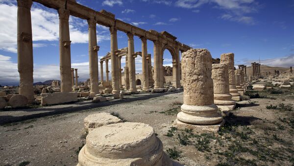 A file picture taken on March 14, 2014 shows a partial view of the ancient oasis city of Palmyra, 215 kilometres northeast of Damascus. Islamic State group fighters advanced to the gates of ancient Palmyra on May 14, 2015 - Sputnik International