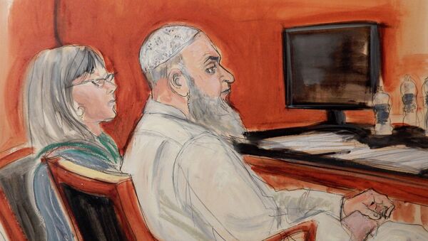 In this Jan. 20, 2015, file courtroom sketch, Khaled al-Fawwaz, right, a defendant in the 1998 bombings of the U.S. embassies in Kenya and Tanzania that killed 224 people, is seated next to his defense attorney, Barbara O'Connor, during jury selection in Manhattan Federal Court - Sputnik International