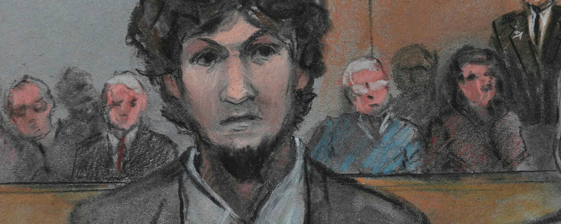 Boston Marathon bomber Dzhokhar Tsarnaev is shown in a courtroom sketch after he is sentenced at the federal courthouse in Boston, Massachusetts May 15, 2015 - Sputnik International, 1920, 31.07.2020