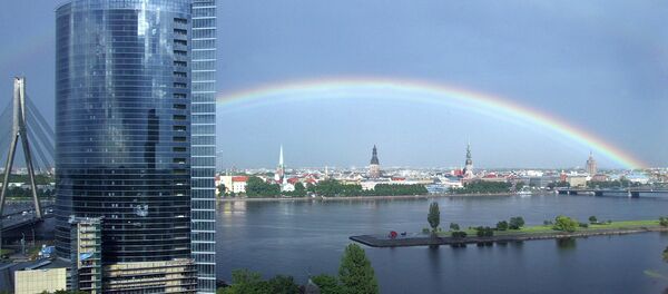 View of Riga and Hansabanka building, left. View of Riga and Hansabanka building, left. - Sputnik International