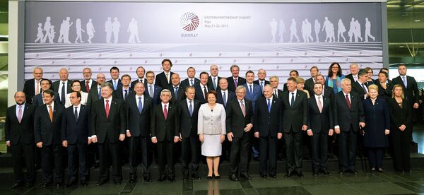 Leaders pose for a group picture at the fourth European Union (EU) Eastern Partnership Summit in Riga, on May 22, 2015 Leaders pose for a group picture at the fourth European Union (EU) Eastern Partnership Summit in Riga, on May 22, 2015 - Sputnik International