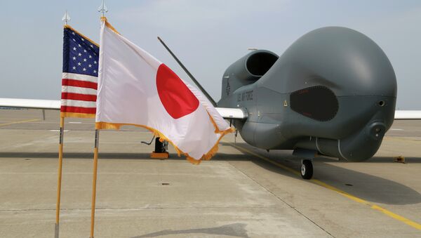 An advanced Global Hawk surveillance drone is displayed outside its hangar at Misawa Air Base in northern Japan Friday, May 30, 2014. - Sputnik International