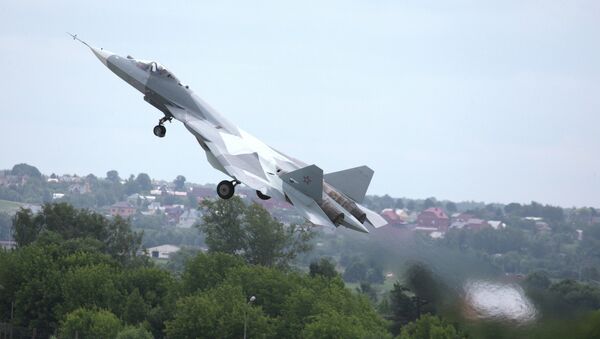 Test flight of T-50, fifth generation fighter aircraft designed by Sukhoi OKB - Sputnik International
