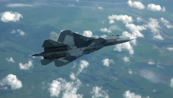 The PAK FA fighter jet in flight. - Sputnik International