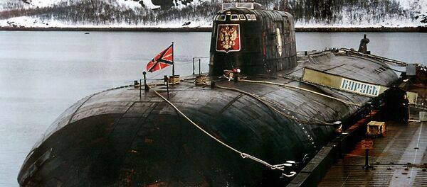 An undated file picture shows the Kursk submarine at base in Vidyayevo, in the Murmansk Region - Sputnik International