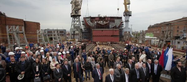 Construction of first nuclear icebreaker for Arctic launched in St Petersburg Construction of first nuclear icebreaker for Arctic launched in St Petersburg - Sputnik International