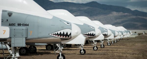 Fairchild Republic A-10 Thunderbolt II aircraft are seen stored in the boneyard at the Aerospace Maintenance and Regeneration Group on Davis-Monthan Air Force Base in Tucson, Arizona - Sputnik International