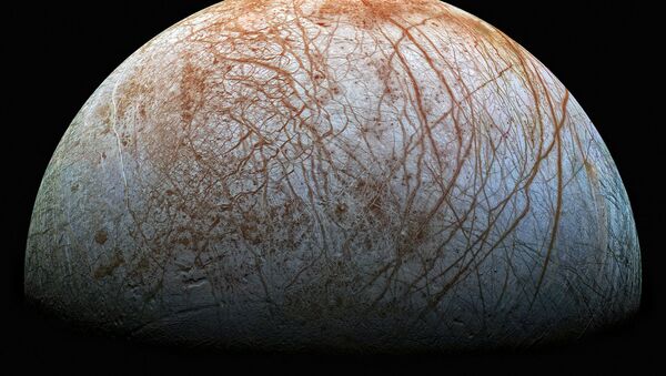The surface of Europa is the smoothest of any solid object in the solar system and is covered with cracks and streaks, but not craters, due to its youth and tectonic activity. It is also one of the brightest and most reflective of our solar system's moons. - Sputnik International