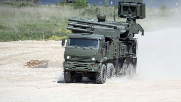 Pantsir-S SA-22 Greyhound self-propelled surface-to-air missile system during equipment demonstration at the International Military-Technical Forum “ARMY-2015” in Moscow region - Sputnik International