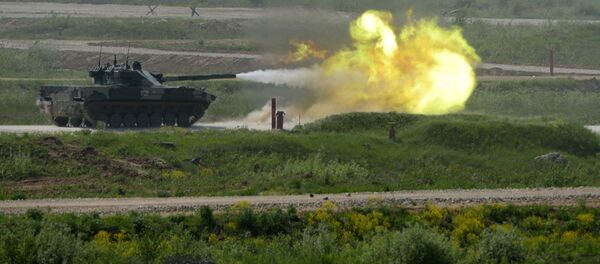 2S25 Sprut-SD self-propelled tank destroyer during equipment demonstration at the International Military-Technical Forum “ARMY-2015” in Moscow region 2S25 Sprut-SD self-propelled tank destroyer during equipment demonstration at the International Military-Technical Forum “ARMY-2015” in Moscow region - Sputnik International