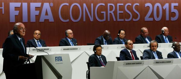 FIFA President Sepp Blatter (L) delivers an opening speech at the 65th FIFA Congress in Zurich, Switzerland, May 29, 2015. - Sputnik International