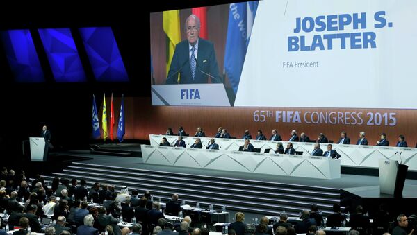 FIFA President Sepp Blatter delivers an opening speech at the 65th FIFA Congress in Zurich, Switzerland, May 29, 2015 - Sputnik International