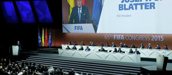 FIFA President Sepp Blatter delivers an opening speech at the 65th FIFA Congress in Zurich, Switzerland, May 29, 2015 FIFA President Sepp Blatter delivers an opening speech at the 65th FIFA Congress in Zurich, Switzerland, May 29, 2015 - Sputnik International