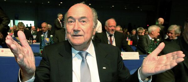 FIFA President Joseph Blatter gestures as he waits for the start of the 39th Ordinary UEFA Congress in Vienna, Austria - Sputnik International