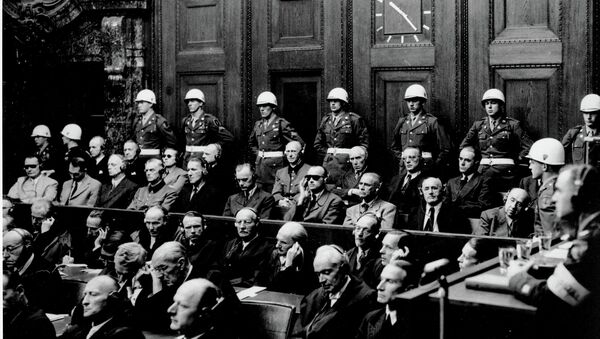 In this Sept. 30, 1946 b/w file picture defendants hear parts of the verdict in the Palace of Justice at the Nuremberg War Crimes Trial in Germany on Sept. 30, 1946 - Sputnik International