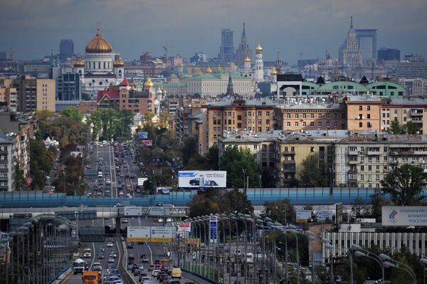 View of the Metro Bridge from Vorobyovy Gory (Sparrow Hills) in Moscow - Sputnik International