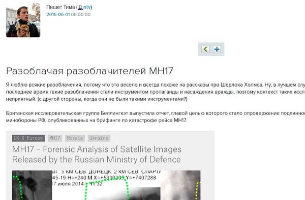 Livejournal post about MH17 boeing crash - Sputnik International