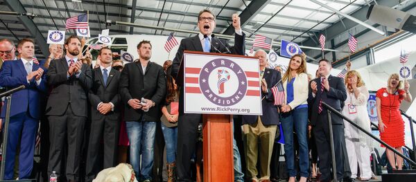 Former Texas Gov. Rick Perry announces the launch of his presidential campaign for the 2016 elections, Thursday, June 4, 2015, in Addison, Texas Former Texas Gov. Rick Perry announces the launch of his presidential campaign for the 2016 elections, Thursday, June 4, 2015, in Addison, Texas - Sputnik International