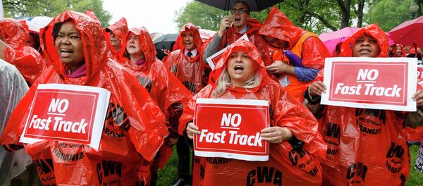 Demonstrators rally for fair trade at the Capitol in Washington, DC. Demonstrators rally for fair trade at the Capitol in Washington, DC. - Sputnik International