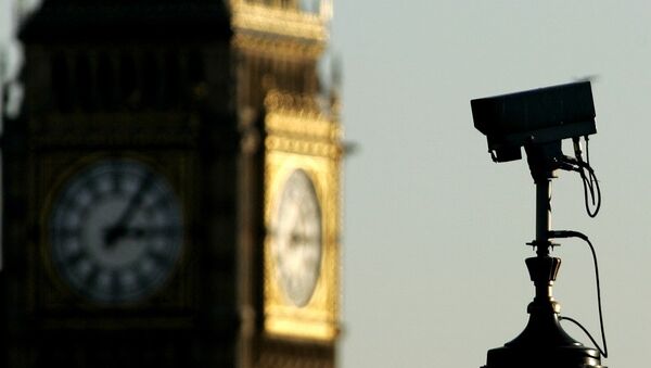 A CCTV (Closed Circuit Television) camera is seen against the backdrop of Big Ben in central London - Sputnik International