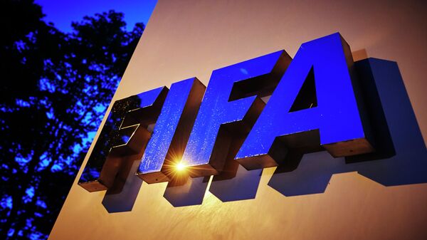 The FIFA logo is pictured at the FIFA headquarters on June 2, 2015 in Zurich - Sputnik International