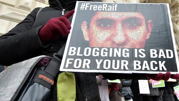 A protest against the punishment for Saudi blogger Raif Badawi. - Sputnik International