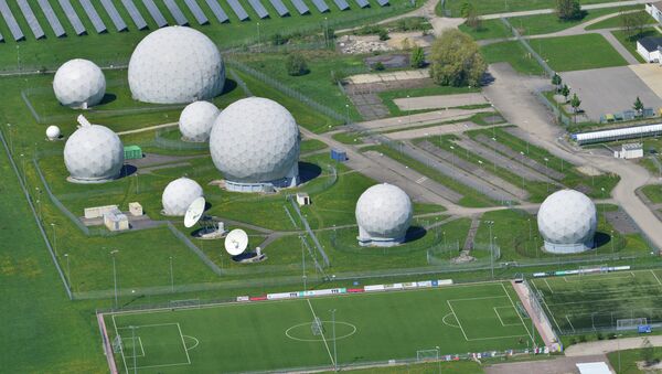 Aerial view taken on May 8, 2015 shows radar domes on the grounds of the German intelligence service BND's post in Bad Aibling, southern Germany - Sputnik International