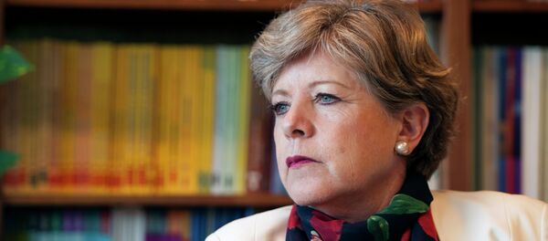 UN Executive Secretary of the Economic Commission for Latin America and the Caribbean (CELAC), Mexican biologist Alicia Barcena, gestures during an interview in Santiago on January 26, 2015 UN Executive Secretary of the Economic Commission for Latin America and the Caribbean (CELAC), Mexican biologist Alicia Barcena, gestures during an interview in Santiago on January 26, 2015 - Sputnik International