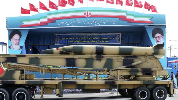 Missiles are displayed by the Iranian army in a military parade marking National Army Day in front of the mausoleum of the late revolutionary founder Ayatollah Khomeini, just outside Tehran, Iran, Saturday, April 18, 2015 - Sputnik International