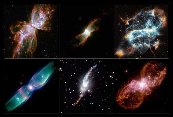 A collection of images of bipolar planetary nebulae taken by NASA's Hubble telescope.  - Sputnik International